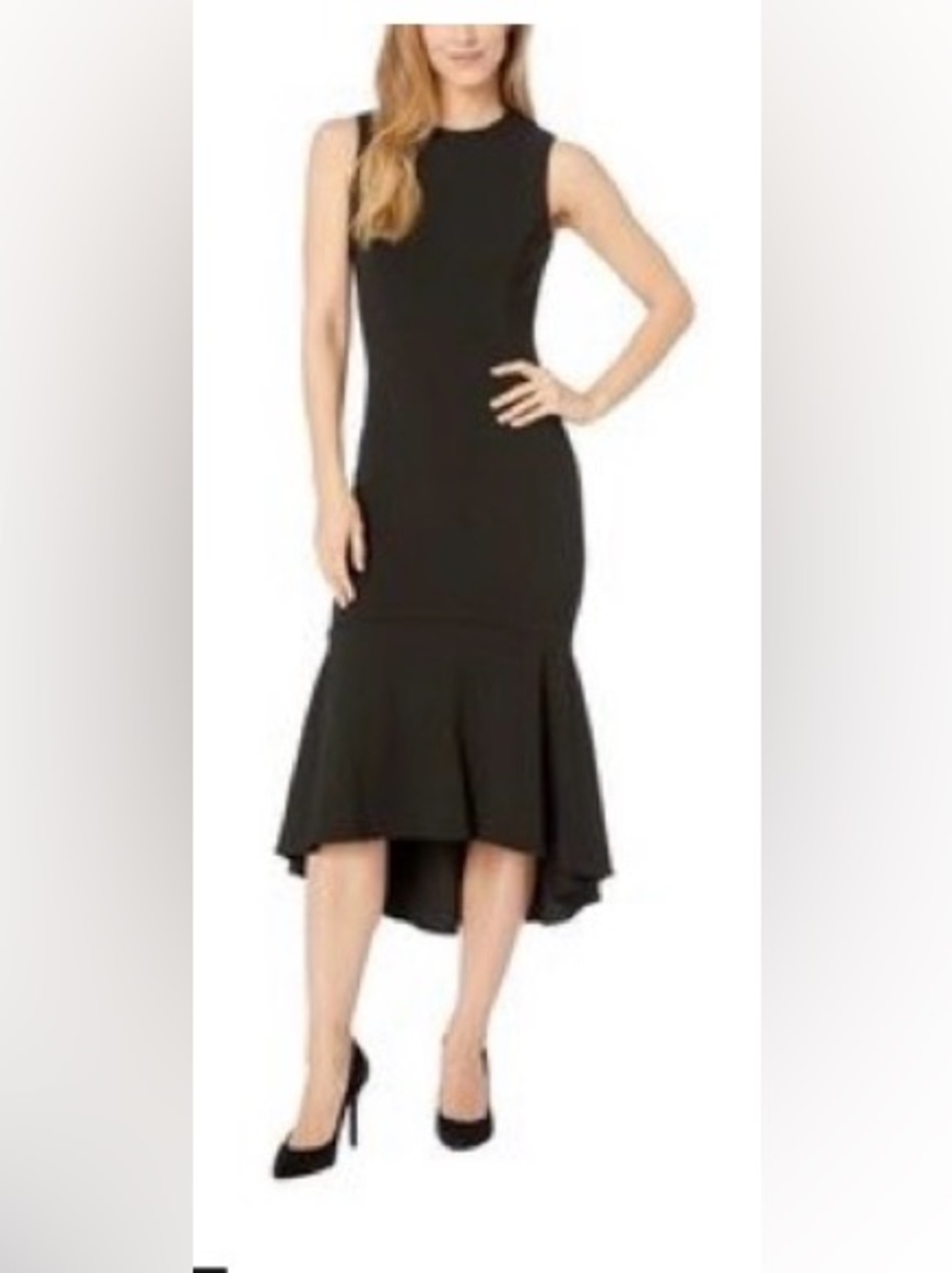 Calvin Klein Black Sleeveless Ruffle-Hem Dress